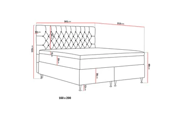 Hilton Lyx Kontinentalsäng 160x200 cm - Grå - Products - Möbler - Säng - Kontinentalsäng