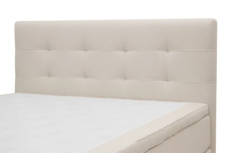 Hilton Premium Komplett Sängpaket 160x200 cm Kontinentalsäng med Sänggavel - Ljusbeige Bouclé - Products - Möbler - Säng - Kontinentalsäng