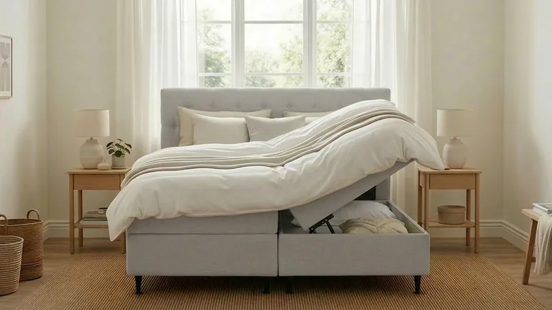 Hilton Plus Komplett Sängpaket med Förvaring 180x200 cm - Grå - Products - Möbler - Säng - Säng med förvaring