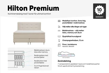 Hilton Premium Kontinentalsäng 160x200 cm - Ljusbeige Bouclé - Products - Möbler - Säng - Kontinentalsäng