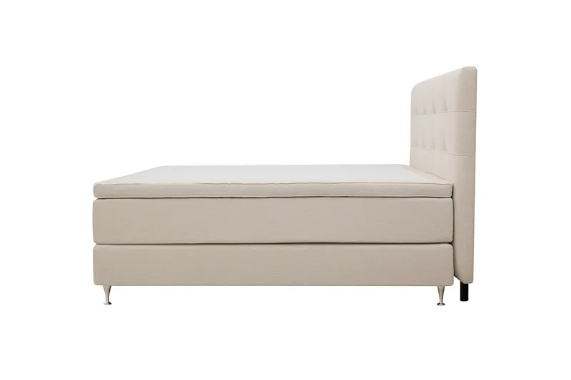 Hilton Premium Komplett Sängpaket 160x200 cm Kontinentalsäng med Sänggavel - Ljusbeige Bouclé - Products - Möbler - Säng - Kontinentalsäng