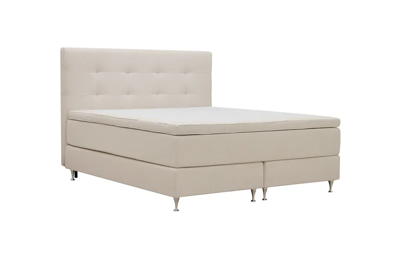 Hilton Premium Komplett Sängpaket 160x200 cm Kontinentalsäng med Sänggavel - Ljusbeige Bouclé - Products - Möbler - Säng - Kontinentalsäng