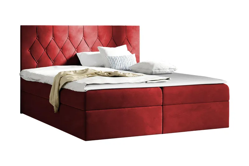 Jitendera Sängpaket Kontinentalsäng 160x200 cm med Förvaring, Röd