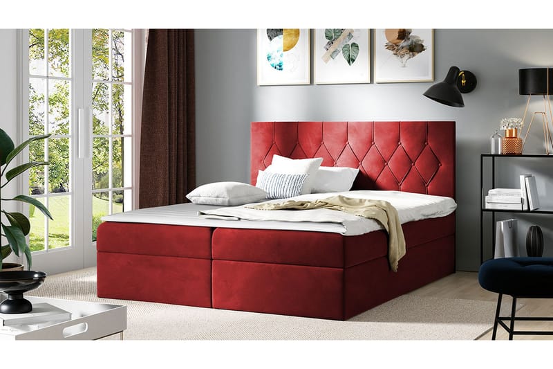 Jitendera Sängpaket Kontinentalsäng 160x200 cm med Förvaring - Röd - Products - Möbler - Säng - Komplett sängpaket