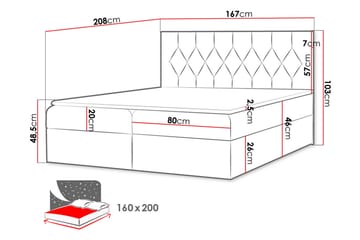 Jitendera Sängpaket Kontinentalsäng 160x200 cm med Förvaring - Röd - Products - Möbler - Säng - Komplett sängpaket