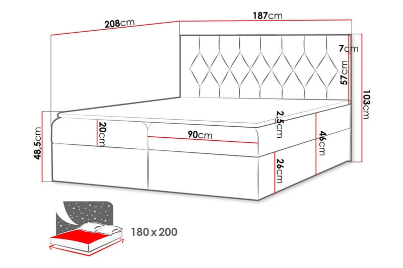 Jitendera Sängpaket Kontinentalsäng 180x200 cm med Förvaring - Gul - Products - Möbler - Säng - Komplett sängpaket