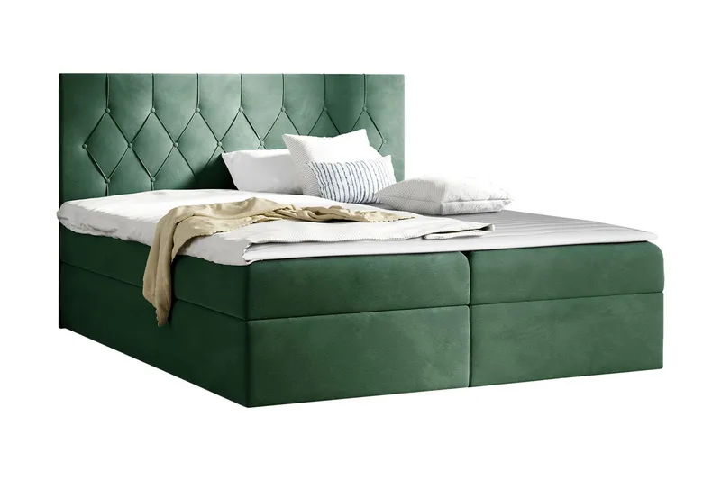 Jitendera Sängpaket Kontinentalsäng 200x200 cm med Förvaring - Grön - Products - Möbler - Säng - Komplett sängpaket