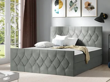Jitendra Sängpaket Kontinentalsäng 160x200 cm med Förvaring - Grå - Products - Möbler - Säng - Komplett sängpaket