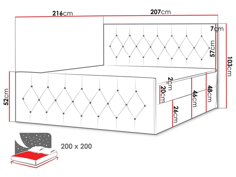 Jitendra Sängpaket Kontinentalsäng 200x200 cm med Förvaring - Blå - Products - Möbler - Säng - Komplett sängpaket