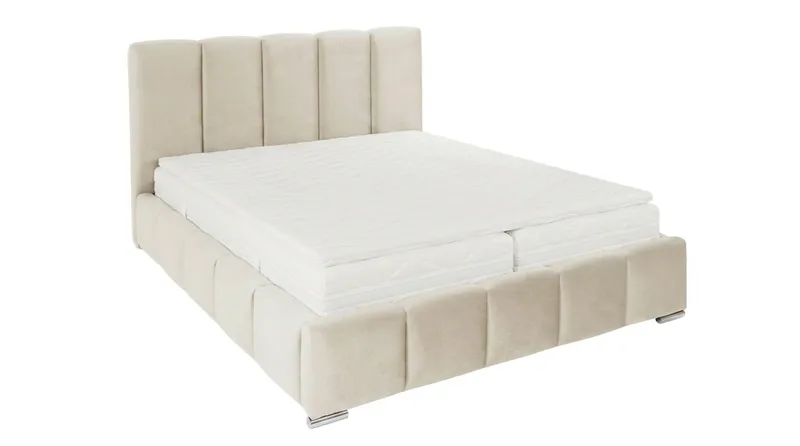 Cleaton Sängram 160x200 cm med Förvaring HVILA Pocketresårmadrass och Bäddmadrass i Latex med Tvättbar klädsel - Beige/Vit - Products - Möbler - Säng - Komplett sängpaket