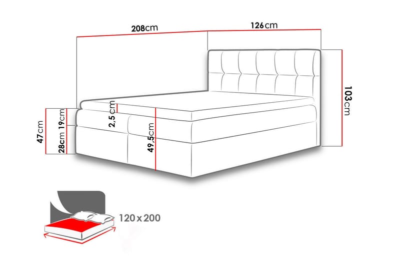 Kramvik Kontinentalsäng 120x200 - Grå - Products - Möbler - Säng - Säng med förvaring
