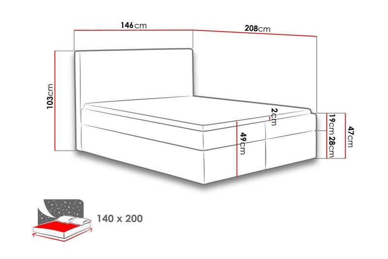 Laargard / Cosmo Sängpaket Kontinentalsäng 140x200 cm - Blå - Products - Möbler - Säng - Komplett sängpaket
