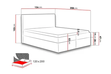 Laargard Kontinentalsäng medFörvaring 120x200 - Rosa - Products - Möbler - Säng - Säng med förvaring