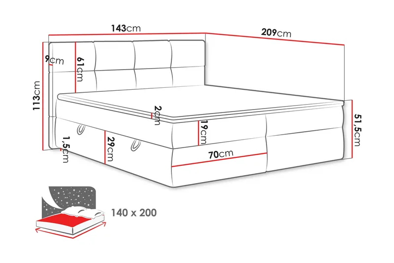 Leckersbo Komplett Sängpaket Kontinentalsäng med förvaring 140x200 cm - Grön - Products - Möbler - Säng - Komplett sängpaket
