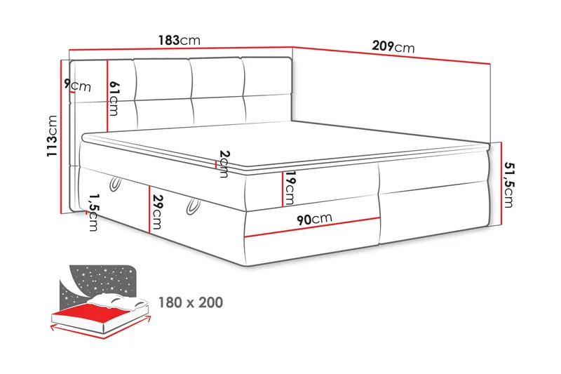 Leckersbo Komplett Sängpaket Kontinentalsäng med förvaring 180x200 cm - Ljusgrå - Products - Möbler - Säng - Komplett sängpaket