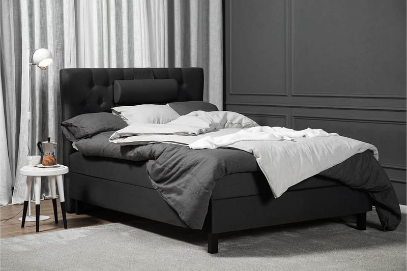 Lucky Komplett Sängpaket 120x200 Latex Diamant Sänggavel - Nackkudde Stor Svart/Grå - Products - Möbler - Säng - Enkelsäng