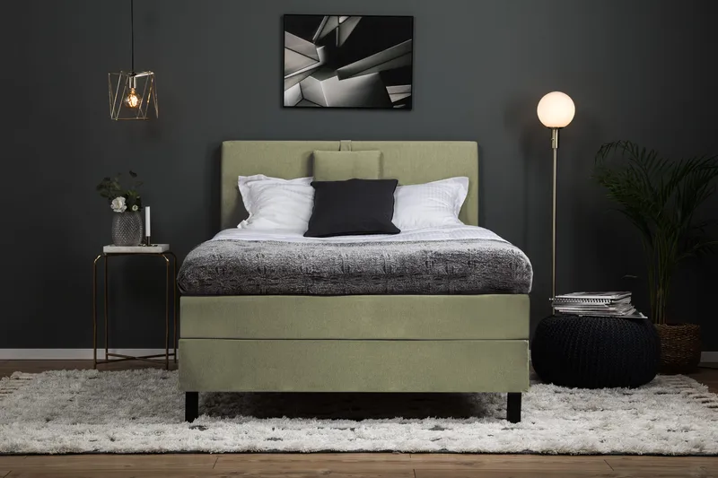 Lucky Komplett Sängpaket 120x200 Polyeter Slät Sänggavel - Nackkudde Liten Grön - Products - Möbler - Säng - Enkelsäng