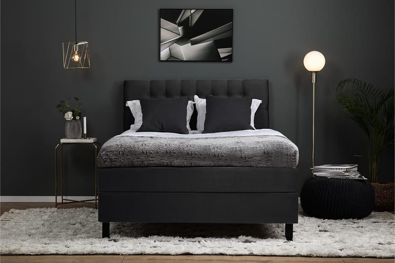 Lucky Komplett Sängpaket 140x200 Memory Diamant - Svart/Grå - Products - Möbler - Säng - Kontinentalsäng