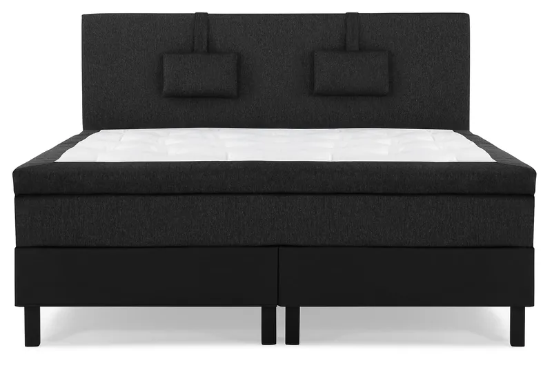 Lucky Komplett Sängpaket 160x200 Latex Slät - Nackkudde Liten Svart/Grå/PU - Products - Möbler - Säng - Kontinentalsäng