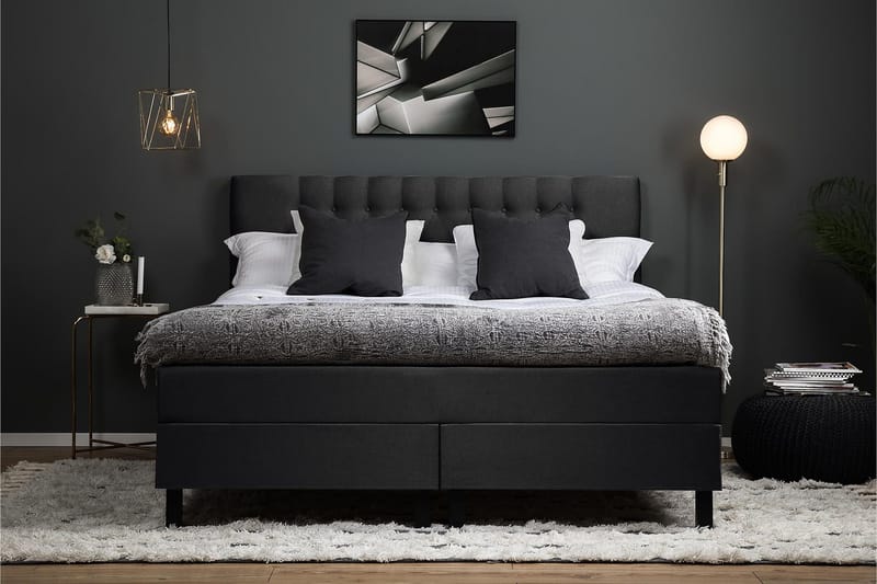 Lucky Komplett Sängpaket 160x200 Polyeter Diamant - Svart/Grå - Products - Möbler - Säng - Kontinentalsäng
