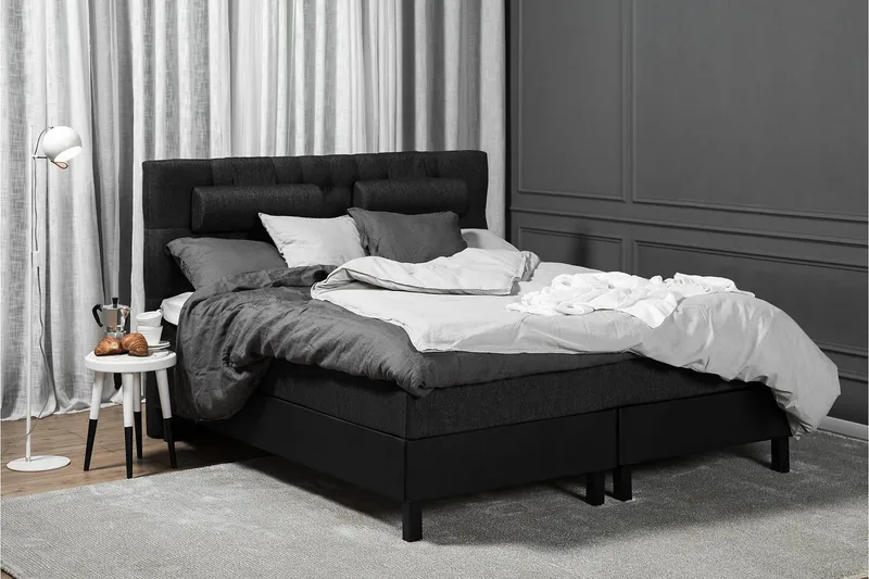 Lucky Komplett Sängpaket 180x200 Latex Diamant - Svart/Grå/PU - Products - Möbler - Säng - Kontinentalsäng