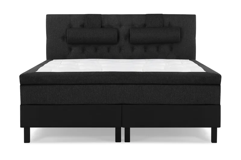 Lucky Komplett Sängpaket 180x200 Memory Diamant, Nackkudde Stor Svart/Grå/PU