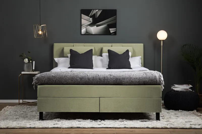 Lucky Sängpaket 150x200 SkumSlät Sänggavel Nackkudde - Nackkudde Stor Grön - Products - Möbler - Säng - Kontinentalsäng