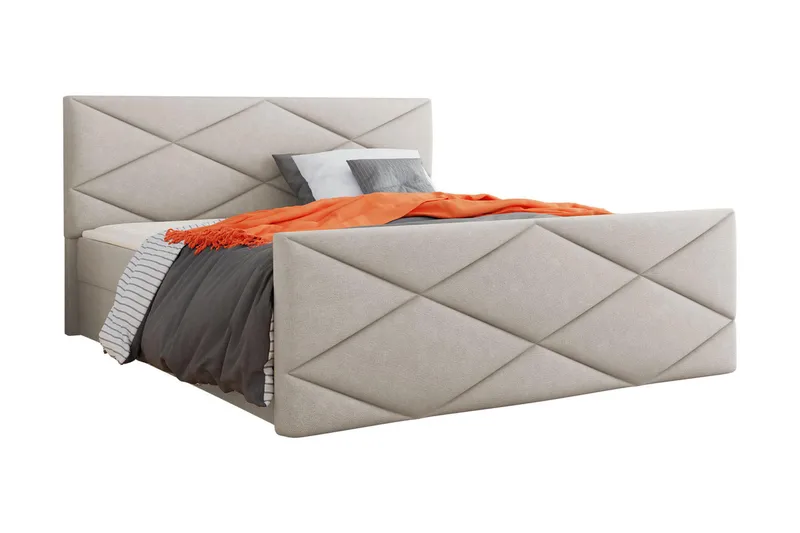 Milano Kontinentalsäng 160x200 cm med Sänggavel - Beige - Products - Möbler - Säng - Säng med förvaring