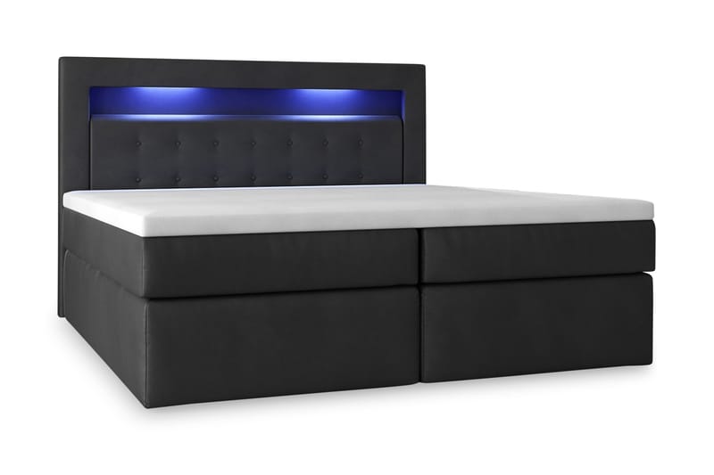 Modena Sängpaket 140x200 medFörvaring LED-belysning, Svart