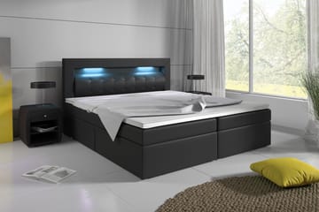 Modena Sängpaket 160x200 medFörvaring LED-belysning - Svart - Products - Möbler - Säng - Säng med förvaring