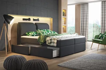 Owen Komplett Förvaringssäng160x200 cm - Svart - Products - Möbler - Säng - Komplett sängpaket