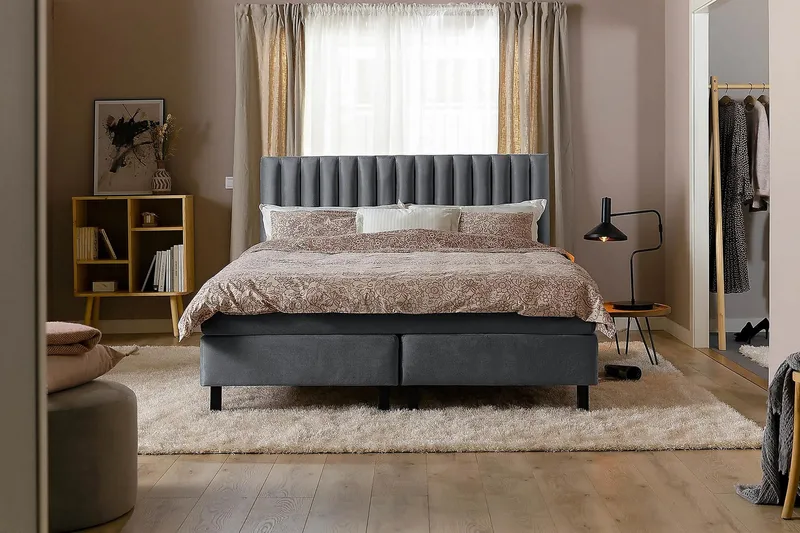 Princess Kontinentalsäng 160x200cm - Mörkgrå/Sammet - Products - Möbler - Säng - Kontinentalsäng