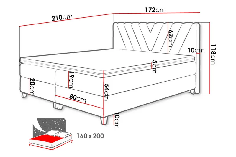 Romanza Kontinentalsäng 160x200 cm - Products - Möbler - Säng - Säng med förvaring