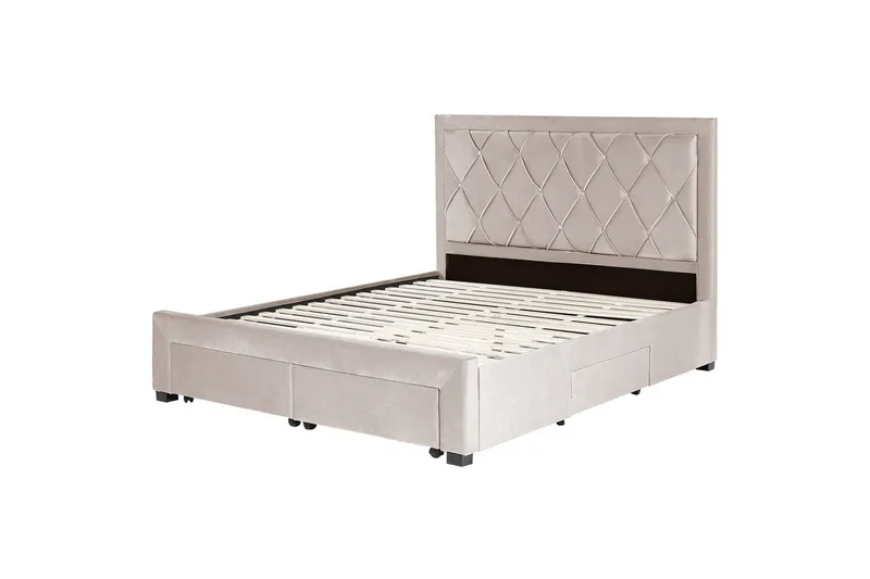Säng med förvaringslådor Lievin, Beige, 160x200 cm