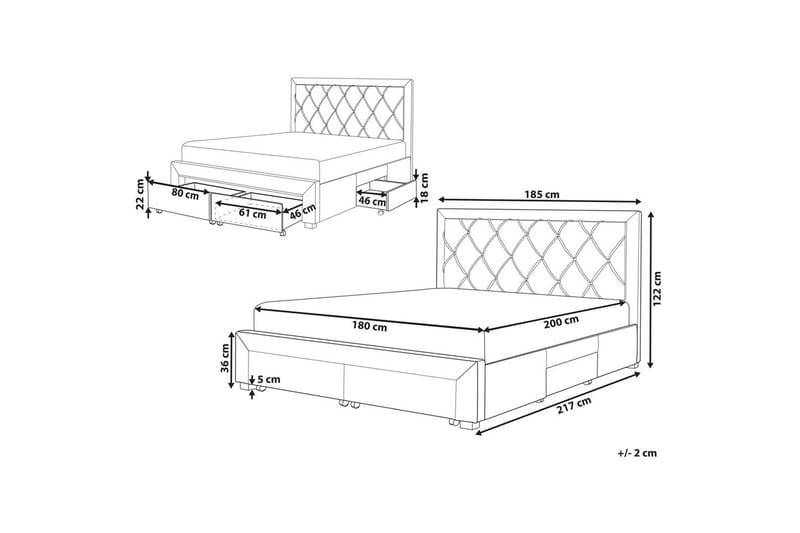 Säng med förvaringslådor Lievin - Beige, 180x200 cm - Products - Möbler - Säng - Säng med förvaring
