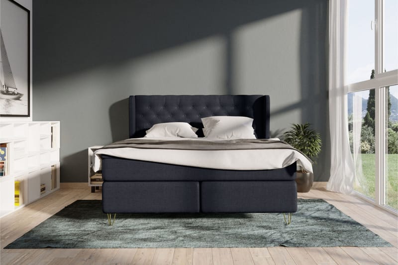 Select No 4 Komplett Sängpaket 140x200 Fast - Blå/Metall V-form - Products - Möbler - Säng - Kontinentalsäng