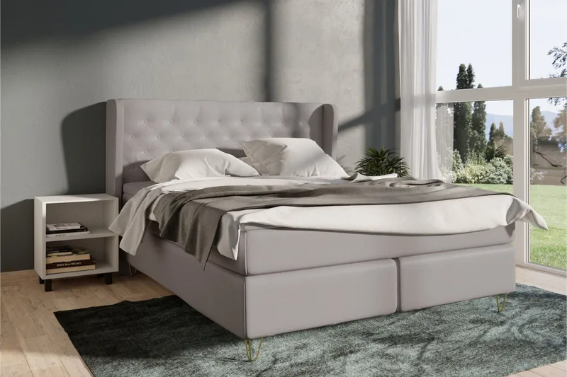 Select No 4 Komplett Sängpaket 140x200 Fast - Ljusgrå/Metall V-form - Products - Möbler - Säng - Kontinentalsäng