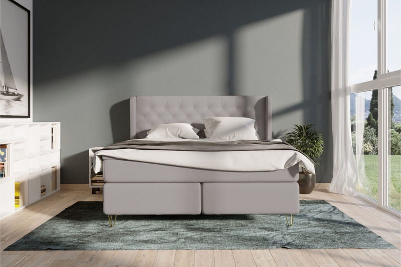 Select No 4 Komplett Sängpaket 140x200 Fast - Ljusgrå/Metall V-form - Products - Möbler - Säng - Kontinentalsäng