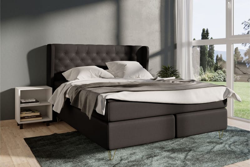 Select No 4 Komplett Sängpaket 140x200 Fast - Mörkgrå/Metall V-form - Products - Möbler - Säng - Kontinentalsäng
