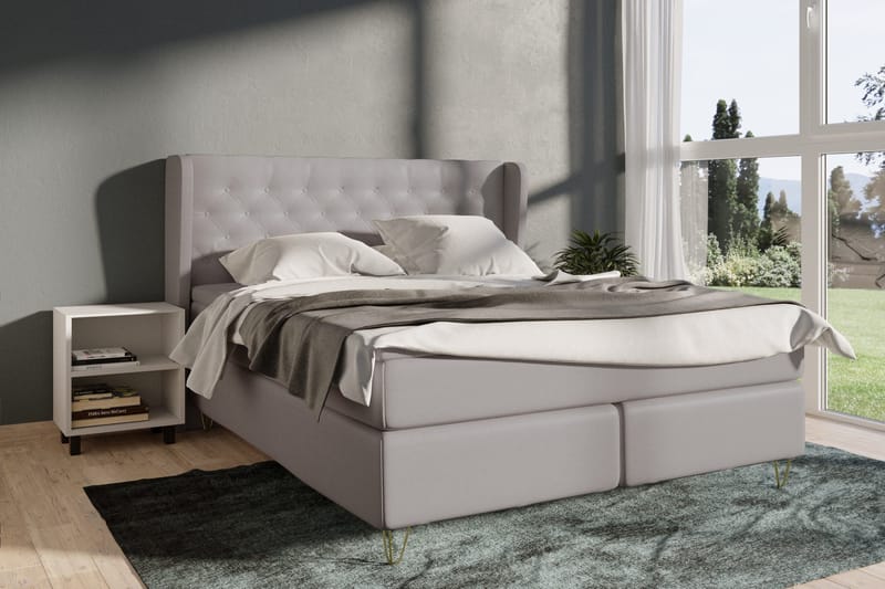Select No 4 Komplett Sängpaket 180x200 Fast - Ljusgrå/Metall V-form - Products - Möbler - Säng - Kontinentalsäng