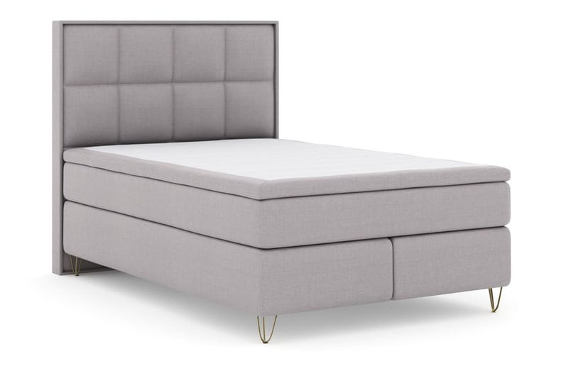 Select No 5 Komplett Sängpaket 140x200 Fast/Medium Latex - Ljusgrå/Metall V-form - Products - Möbler - Säng - Kontinentalsäng