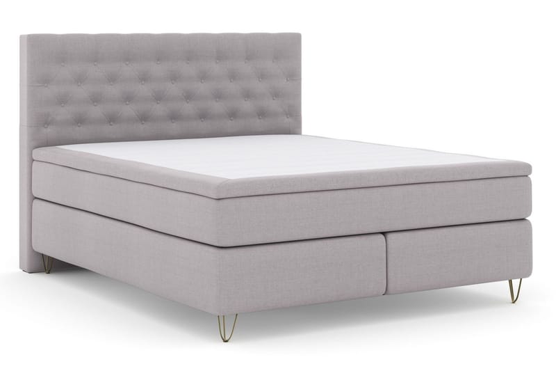 Select No 6 Kontinentalsäng 180x200 Fast/Medium Watergel - Ljusgrå/Metall V-Form - Products - Möbler - Säng - Kontinentalsäng