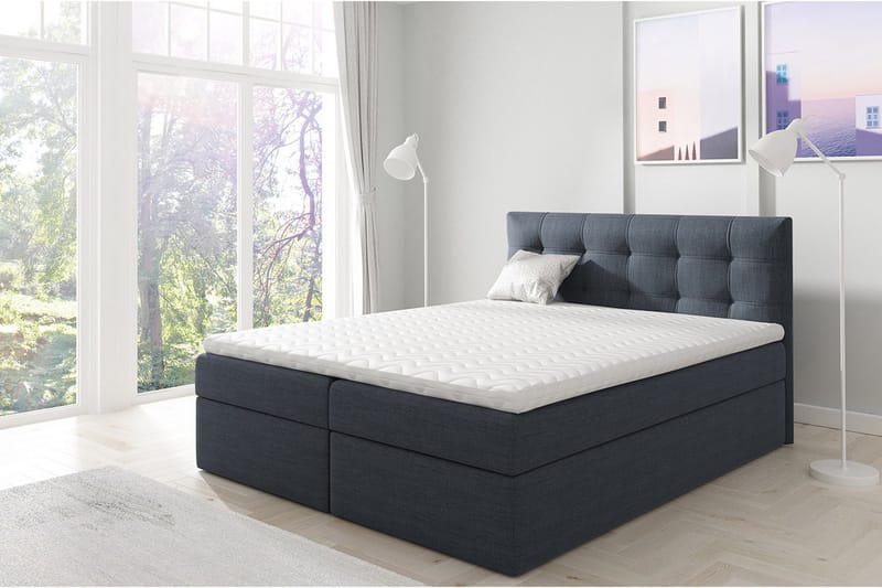 Skaftå Kontinentalsäng 200x200 cm - Svart/Grå/Vit - Products - Möbler - Säng - Säng med förvaring