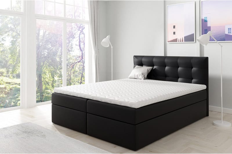 Skaftå Kontinentalsäng 200x200 cm - Svart/Vit - Products - Möbler - Säng - Säng med förvaring
