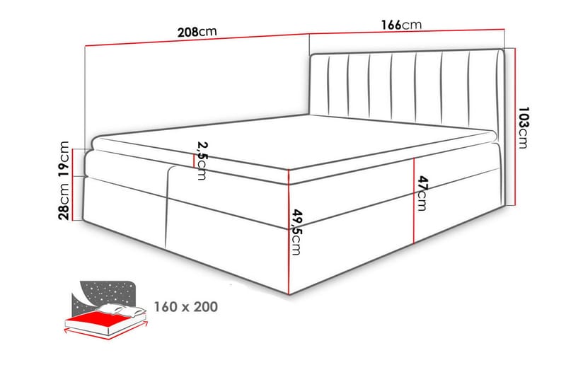 Vasil Kontinentalsäng 160x200 - Beige - Products - Möbler - Säng - Säng med förvaring