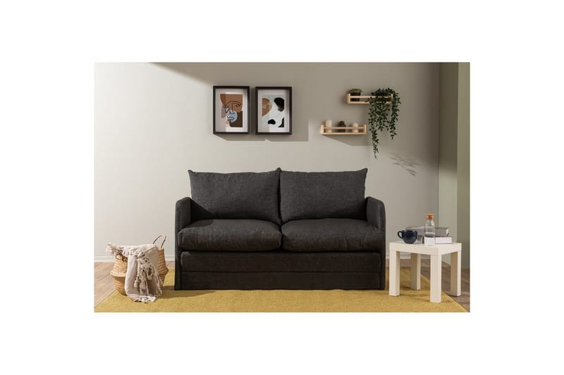 2-sits bäddsoffa Rubby (148 x 70 x 66 cm) Mörkgrå - Mörkgrå - Products - Möbler - Soffa - Bäddsoffa - 2 sits bäddsoffa