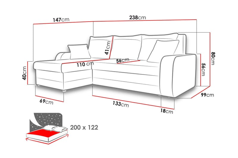 Alvared 3-sits Hörnbäddsoffa Universal - Grön - Products - Möbler - Soffa - Bäddsoffa - Bäddsoffa divan