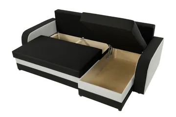 Alvared Djup 3 sits L soffa -Hörnbäddsoffa Universal 230 cm - Beige / Svart / Vit - Products - Möbler - Soffa - Bäddsoffa - Bäddsoffa divan