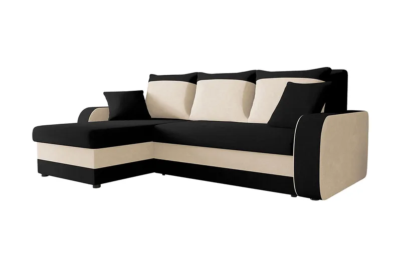 Alvared Djup 3 sits L soffa -Hörnbäddsoffa Universal 230 cm - Beige / Svart / Vit - Products - Möbler - Soffa - Bäddsoffa - Bäddsoffa divan