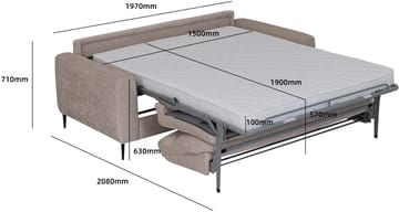 Bäddsoffa framåt bäddad beige - Hoven - Beige - Products - Möbler - Soffa - Bäddsoffa - Framåtbäddad bäddsoffa